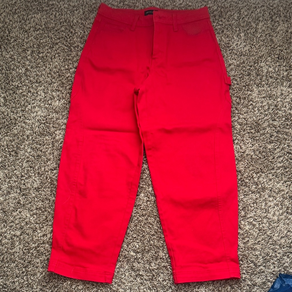 Bright barrel Red High-Waist Cropped Pants